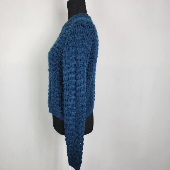 ONLY Our Story Short Pullover Knit Long Sleeve Crew Neck Blue Stretch Blue S - Picture 3 of 9